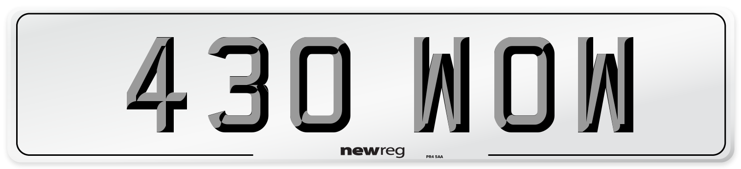 430 WOW Number Plate from New Reg